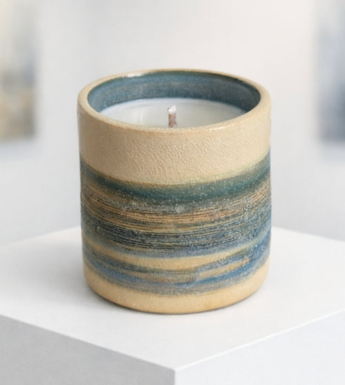 Bougie Sillon d'écume - Collection Les Maritimes (Céramique artisanale & cire végétale)